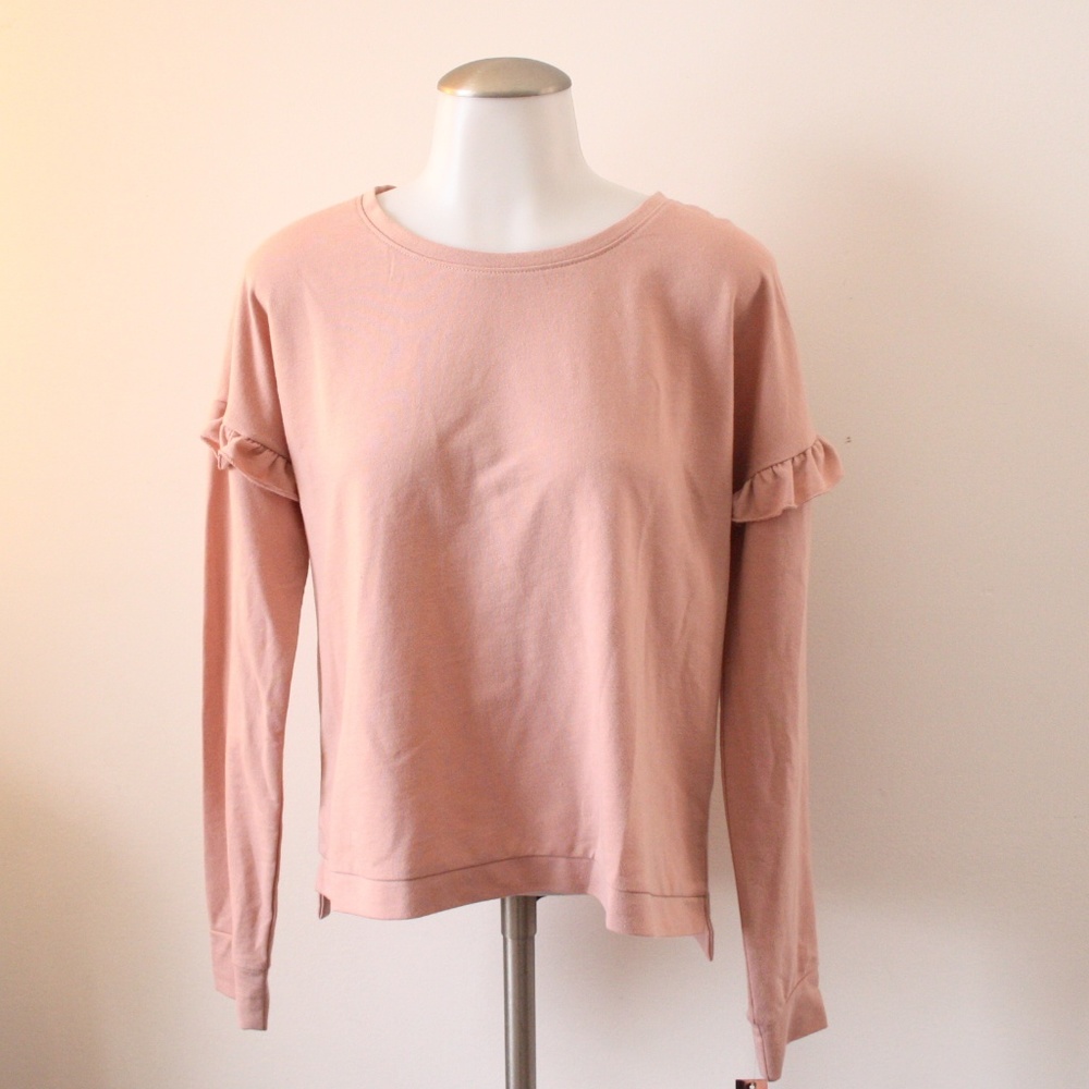 *NWT M Almost Famous Blush Ruffle Sweatshirt